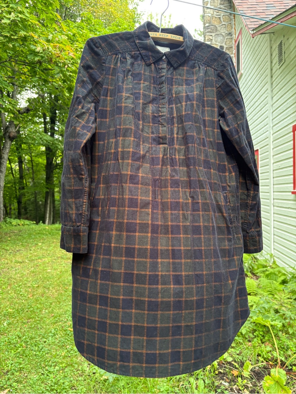 Fat Face Plaid Tunic Dress - Black and Brown